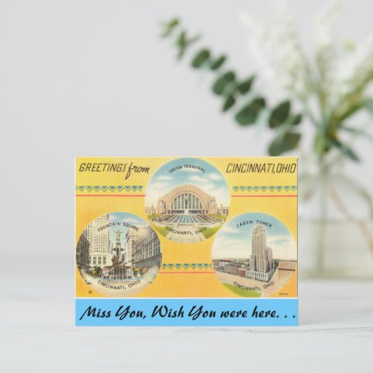 Grüße von Cincinnati Postkarte (Stehend Vorderseite)