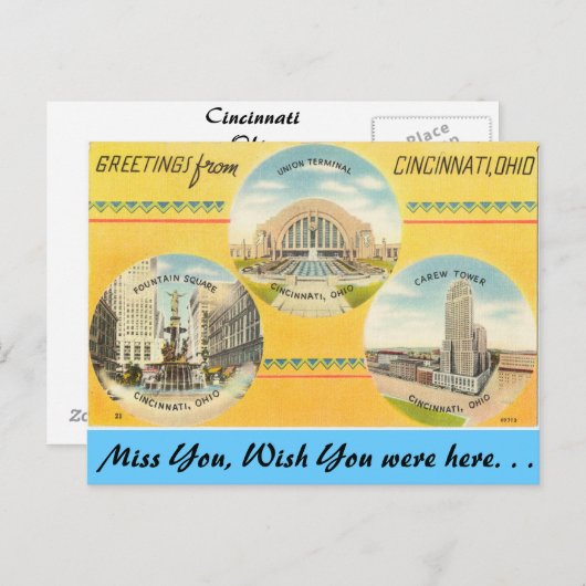 Grüße von Cincinnati Postkarte (Vorne/Hinten)
