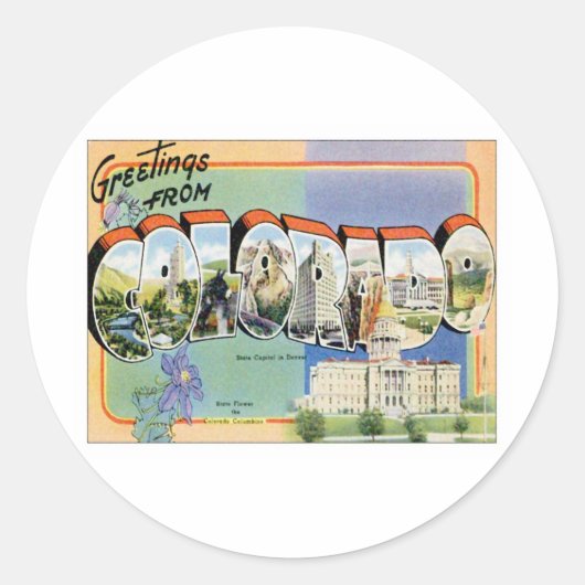 Grüße von Colorado CO Runder Aufkleber (Vorderseite)