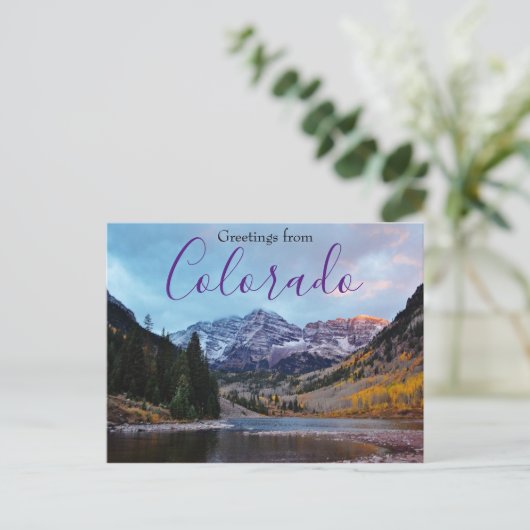 Grüße von Colorado Mountain Aspen Postcard Postkarte (Stehend Vorderseite)