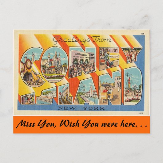 Grüße von Coney Island Postkarte (Vorderseite)