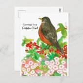 Grüße von Connecticut American Robin Postkarte (Vorne/Hinten)