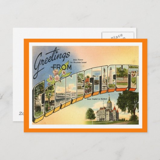 Grüße von Connecticut Vintag Postkarte (Vorne/Hinten)
