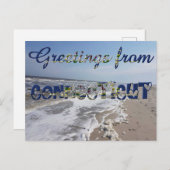 Grüße von Conneticut State Flag Hearts USA Postkarte (Vorne/Hinten)