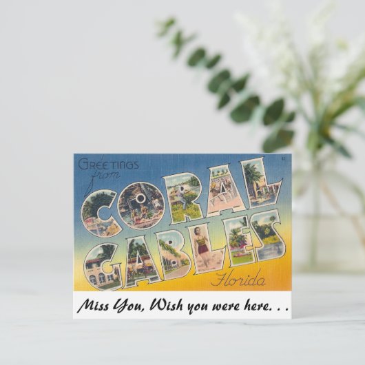 Grüße von Coral Gables, Florida Postkarte (Stehend Vorderseite)