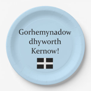 Grüße von Cornwall in der kornischen Sprache Pappteller