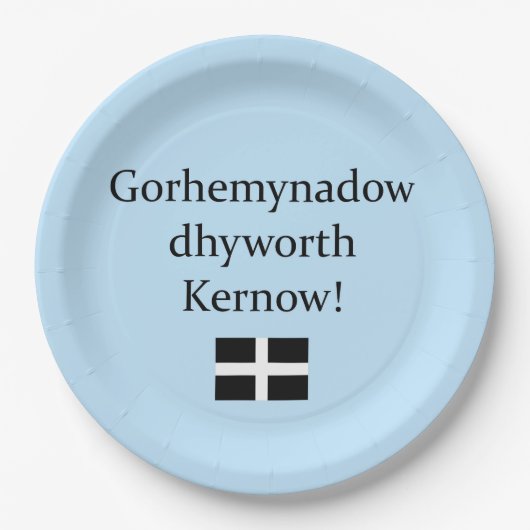 Grüße von Cornwall in der kornischen Sprache Pappteller (Vorderseite)