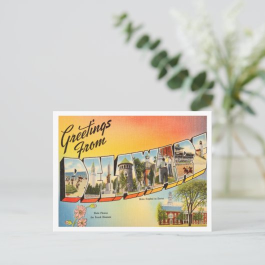 Grüße von Delaware Vintage Travel Postkarte (Stehend Vorderseite)