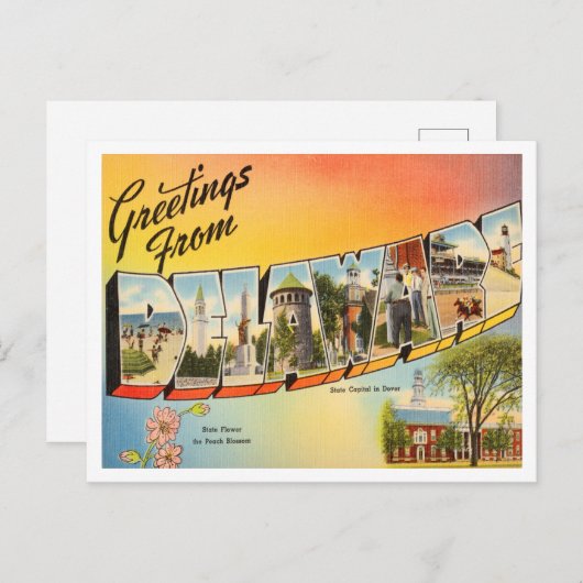 Grüße von Delaware Vintage Travel Postkarte (Vorne/Hinten)