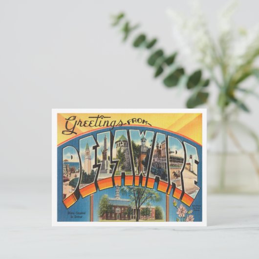 Grüße von Delaware Vintage Travel Postkarte (Stehend Vorderseite)