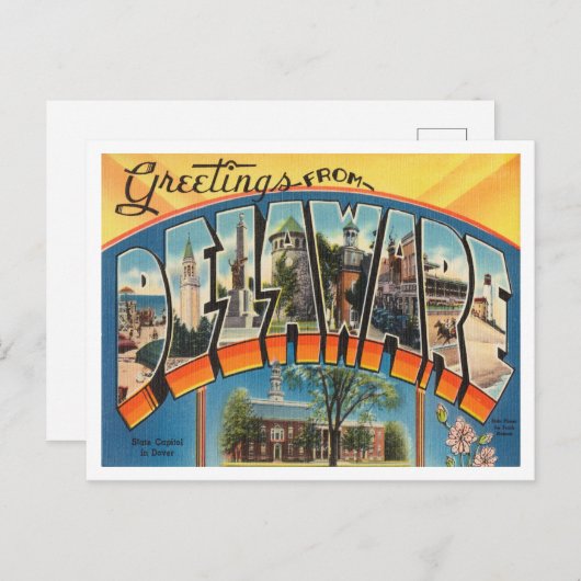 Grüße von Delaware Vintage Travel Postkarte (Vorne/Hinten)