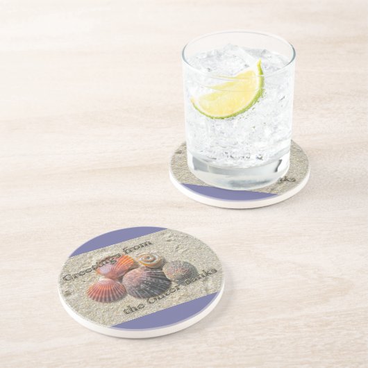 Grüße von den Äußeren Banken Seashells Getränkeuntersetzer (Seite)