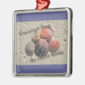 Grüße von den äußeren Bankenseashells-Einzelteilen Silbernes Ornament (Links)
