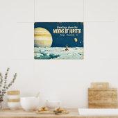 Grüße von den Monden des Jupiter Retro Sci-Fi P Poster (Küche)