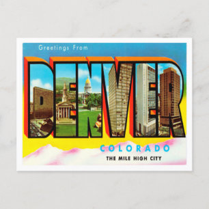 Grüße von Denver, Colorado Vintage Travel Postkarte