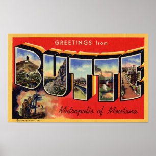Grüße von der Butte-Metropole von Montana Poster