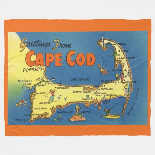 Grüße von der Cape Cod Karte Fleecedecke (Vorderseite (Horizontal))