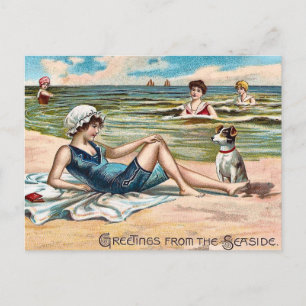 Grüße von der Meeresküste!  Vintage-Postkarte Postkarte