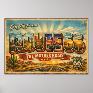 Grüße von der Mother Road Großer Buchstabe Poster