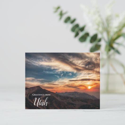 Grüße von der Utah Mountain Sunset Postcard Postkarte (Stehend Vorderseite)