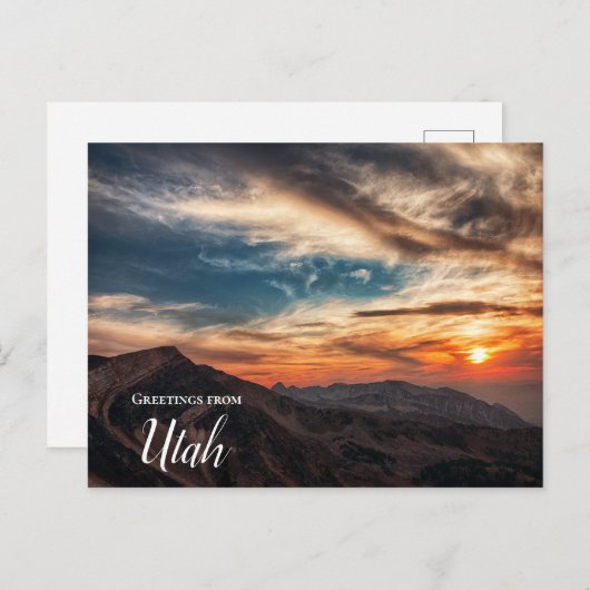 Grüße von der Utah Mountain Sunset Postcard Postkarte (Vorne/Hinten)