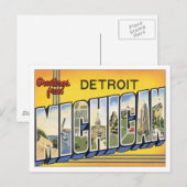 Grüße von Detroit Michigan Postkarte (Vorne/Hinten)