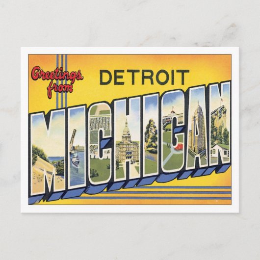 Grüße von Detroit Michigan Postkarte (Vorderseite)