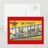 Grüße von Detroit Michigan Postkarte (Vorne/Hinten)