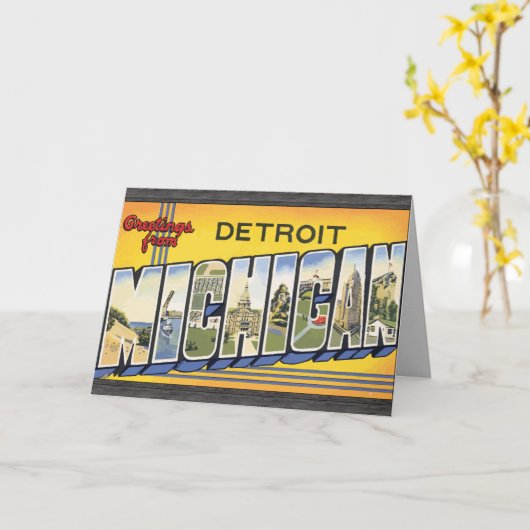 Grüße von Detroit Michigan, Vintag Karte (Gelbe Blume)