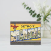 Grüße von Detroit Michigan, Vintag Postkarte (Stehend Vorderseite)