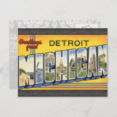 Grüße von Detroit Michigan, Vintag Postkarte (Vorne/Hinten)