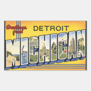 Grüße von Detroit Michigan, Vintag Rechteckiger Aufkleber