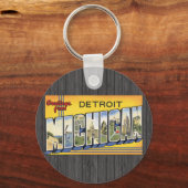 Grüße von Detroit Michigan, Vintag Schlüsselanhänger (Vorderseite)