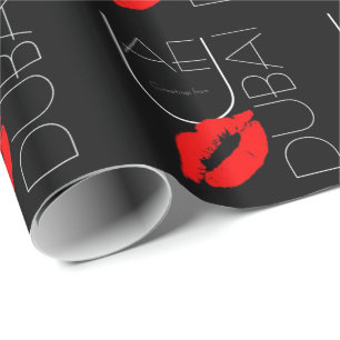 Grüße von Dubai UAE Red Lipstick Kiss Geschenkpapier