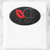 Grüße von Dubai UAE Red Lipstick Kiss Ovaler Aufkleber (Tasche)