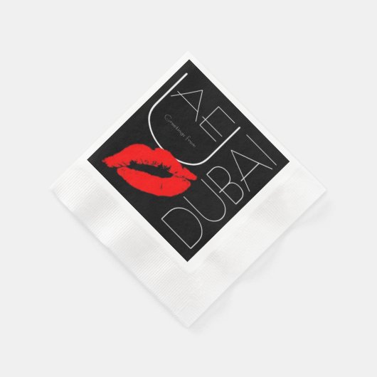 Grüße von Dubai UAE Red Lipstick Kiss Serviette (Ecke)