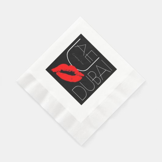 Grüße von Dubai UAE Red Lipstick Kiss Serviette (Ecke)