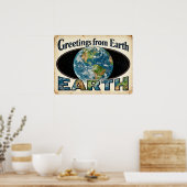 Grüße von Earth Retro SciFi Poster (Küche)