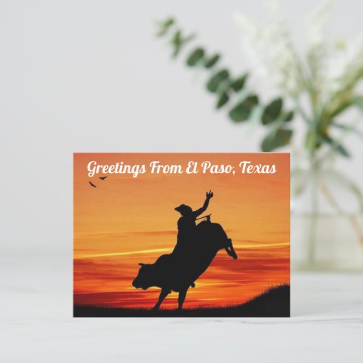 Grüße von El Paso, Texas Rodeo Postcard Postkarte (Stehend Vorderseite)