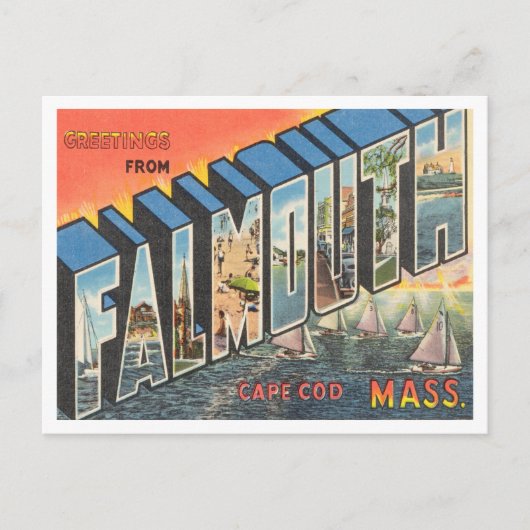 Grüße von Falmouth Cape Cod, Massachusetts Postkarte (Vorderseite)