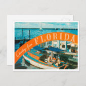 Grüße von Florida Boat Vintage Travel Postkarte (Vorne/Hinten)