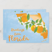 Grüße von Florida Floral Orange Neue Adresse Ankündigung (Vorne/Hinten)