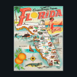 Grüße von Florida Map Vintage Reise Postkarte<br><div class="desc">Grüße von Florida Map Vintage Reise Postkarte</div>