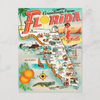 Grüße von Florida Map Vintage Reise