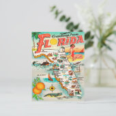 Grüße von Florida Map Vintage Reise Postkarte (Stehend Vorderseite)