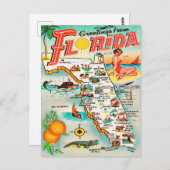 Grüße von Florida Map Vintage Reise Postkarte (Vorne/Hinten)