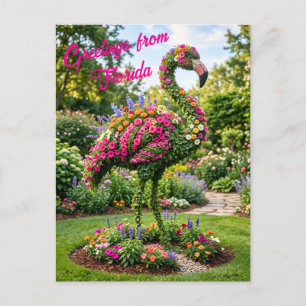 Grüße von Florida Tropical Flamingo Topiary Postkarte