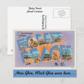 Grüße von Folly Beach Postkarte (Vorne/Hinten)