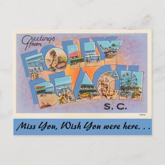 Grüße von Folly Beach Postkarte (Vorderseite)