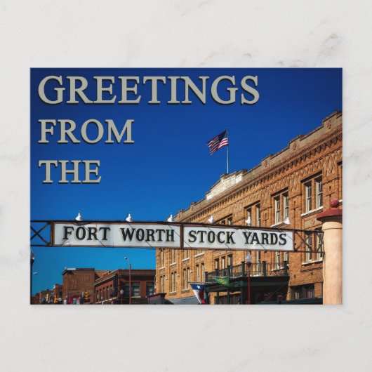 Grüße von Fort Worth Stockyards Fun Texas Postkarte (Vorderseite)